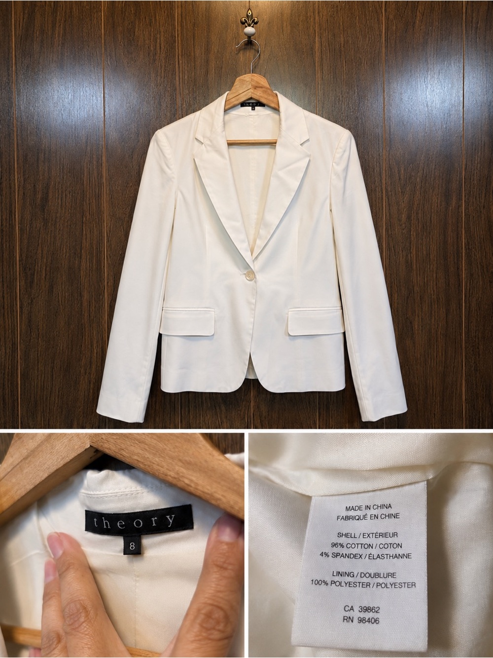 Theory Women's Ivory Single-Button Blazer
